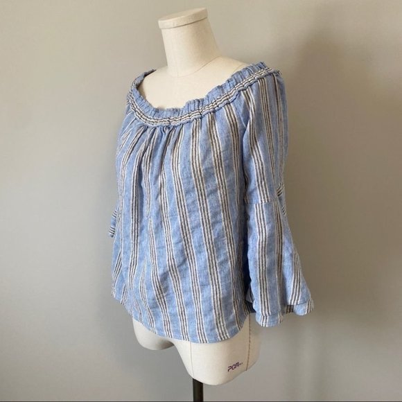 Lucky Brand Off Shoulder Bell Sleeve Striped Top - Picture 5 of 10